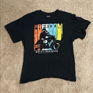 Harley-Davidson Black Tee with Vibrant Freedom Graphic